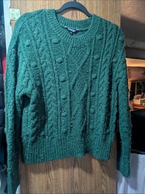 George Woman's Forest Green Cable Knit Sweater